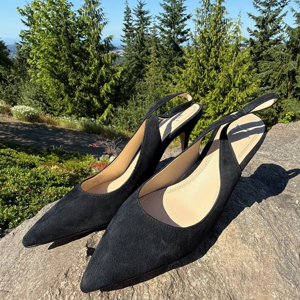 Marc Fisher Ltd Black Suede Slingback Heels, size: 7.5 M